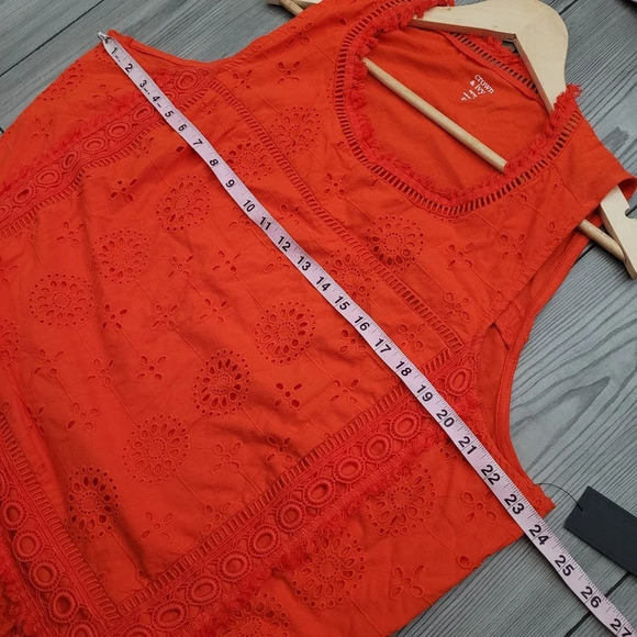 Crown & Ivy Blouse Top Women's Size 2X Orange Cotton Sleeveless Round Neck NEW - Picture 8 of 9